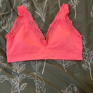 Lace Trim Pink Bralette